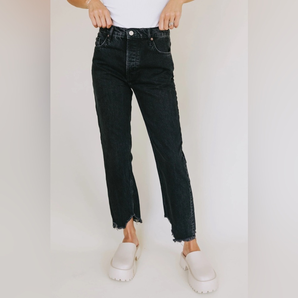 NWT- Free People Tapered Baggy Boyfriend Jeans in Black Size 30